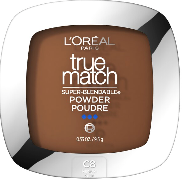 L'Oreal Paris True Match Super Blendable Oil Free Foundation Powder, C8 Medium Deep, 0.33 oz