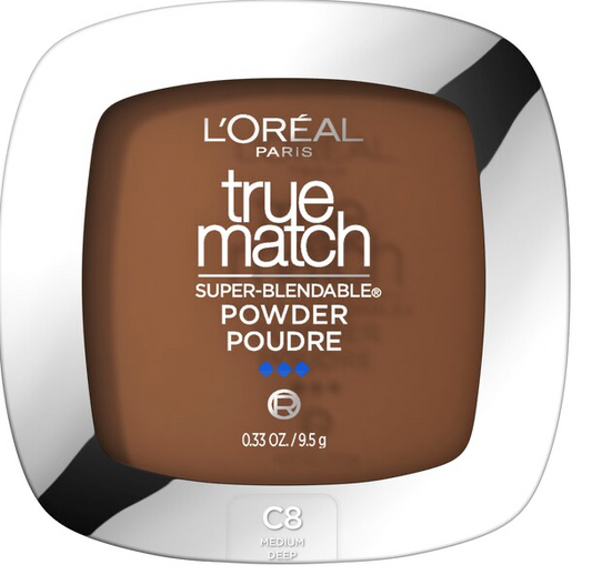 L'Oreal Paris True Match Super Blendable Oil Free Foundation Powder, C8 Medium Deep, 0.33 oz