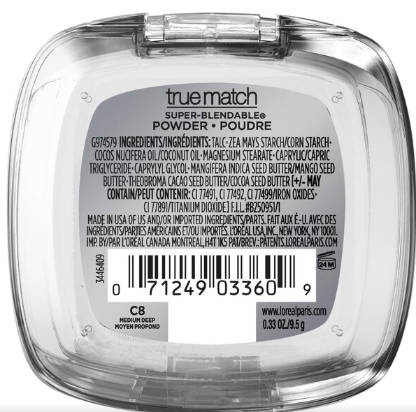 L'Oreal Paris True Match Super Blendable Oil Free Foundation Powder, C8 Medium Deep, 0.33 oz