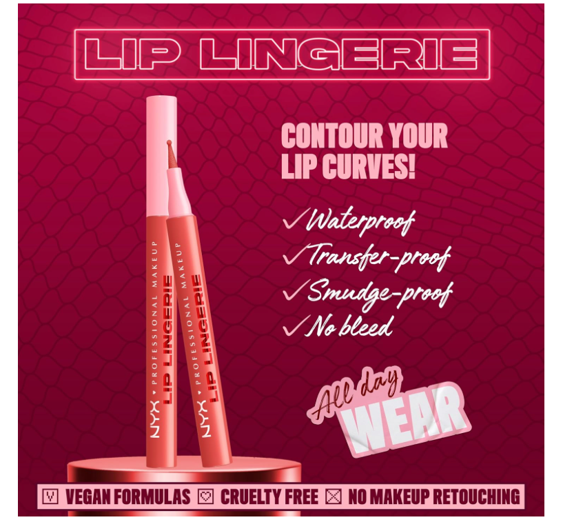 NYX PROFESSIONAL MAKEUP Lip Lingerie Liner Stain, Seamless Make Up with All-Day Color, Waterproof Lip Stain Finish - Send Nudes (Rosewood)