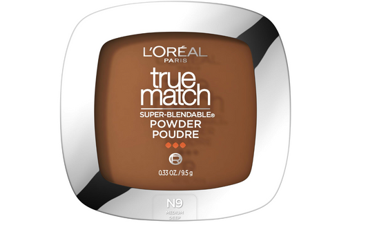 L'Oreal Paris True Match Super Blendable Oil Free Powder Foundation, N9 Medium Deep, 0.33 oz