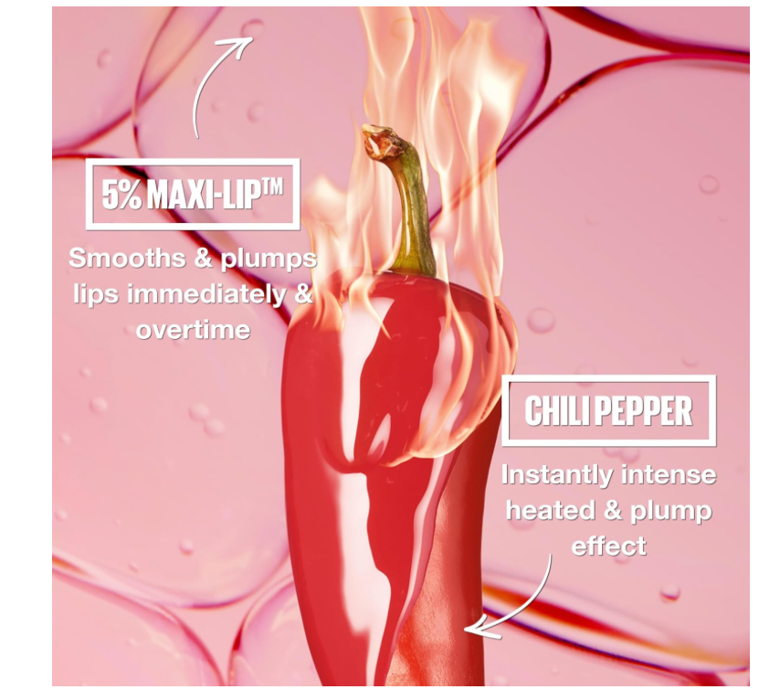MAYBELLINE Lifter Gloss Lifter Plump, Plumping Lip Gloss with Chili Pepper and 5% Maxi-Lip, Pink Sting, Sheer Bubblegum Pink